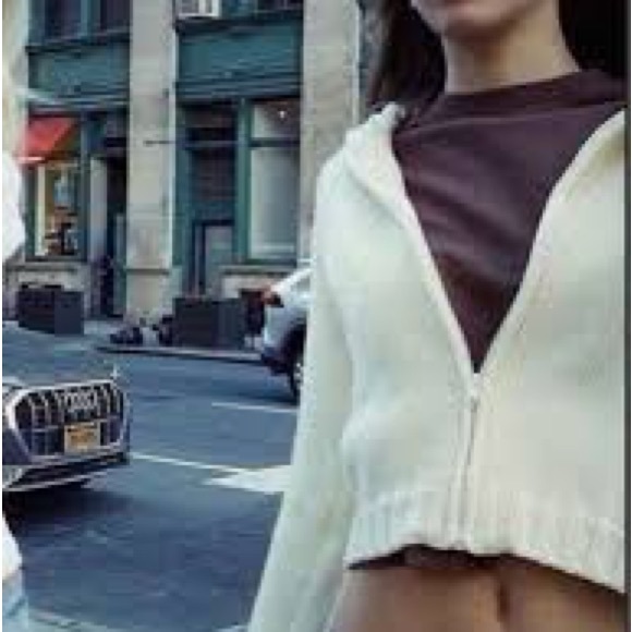 Brandy Melville Andrea Wool Knit Collared Zip Up Sweater - Picture 2 of 4